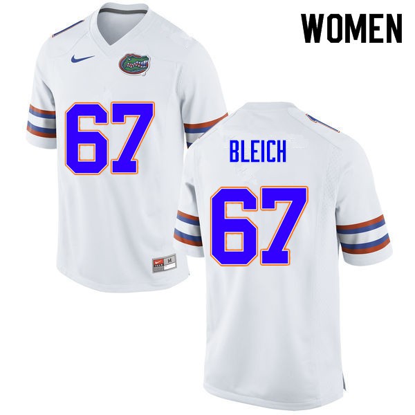 Women #67 Christopher Bleich Florida Gators College Football Jersey White